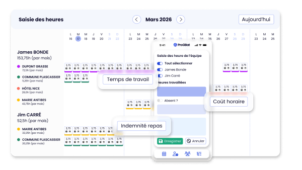 Saisie des heures logiciel BTP